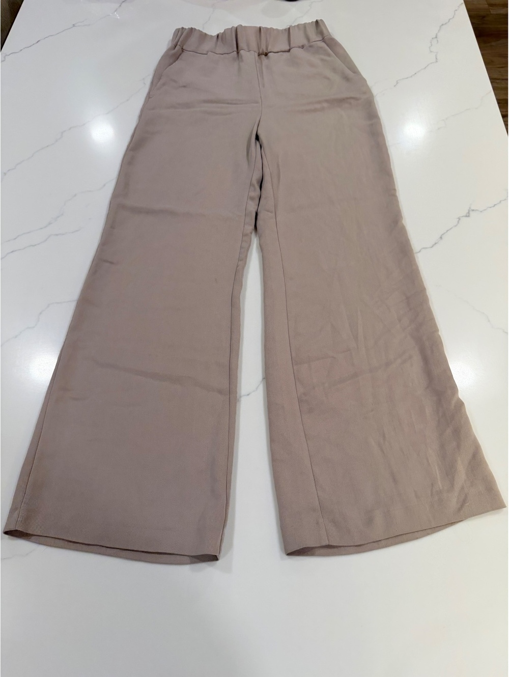 H&M Pull On Dress Trousers Wide Leg Loose Fit Tan Size Small